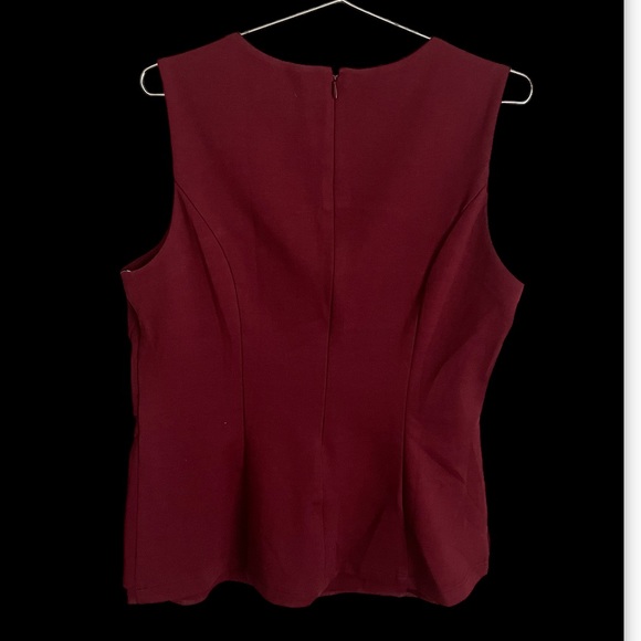 BROOKE SHIELDS Timeless Asymmetrical Faux Leather Drape Front Top Blouse - Picture 4 of 7